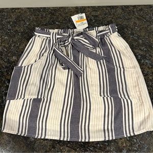 NWT Sadie & Sage Striped Lined Skirt Small Elastic Tie Waist
